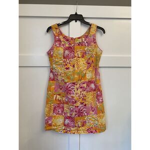 Cotton Connection Floral‎ Hawaiian Dress Size 10 Sleeveless Yellow Floral Print
